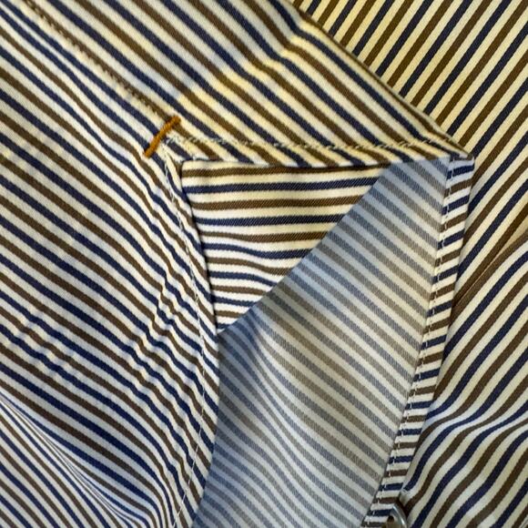 IKE BEHAR Blue White Brown Striped Button Down Shirt Size Large Men's Career - Picture 6 of 13